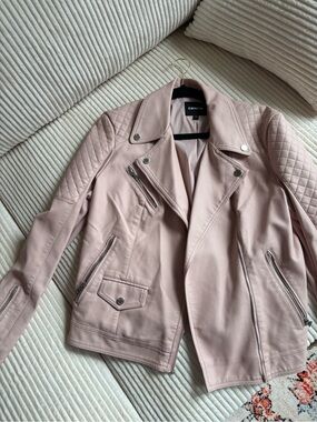 Express Women's Dusty Pink Vegan Leather Moto Jacket